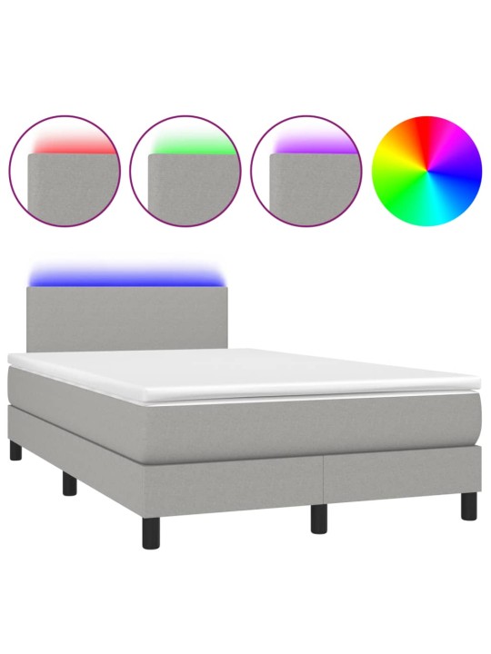 Box spring postel s matrací a LED světle šedá 120x190 cm textil