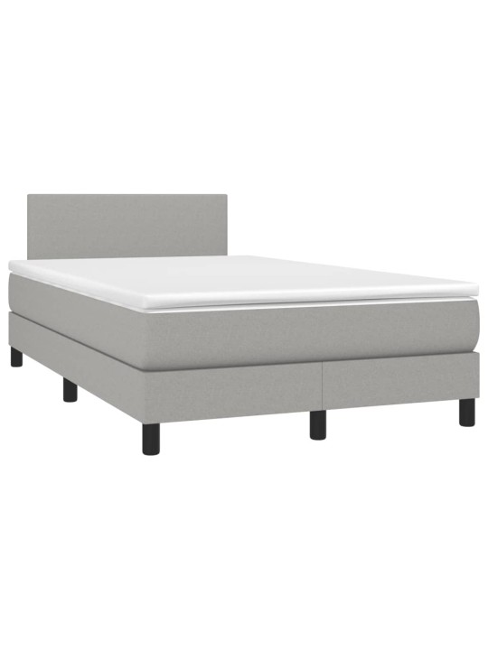 Box spring postel s matrací a LED světle šedá 120x190 cm textil