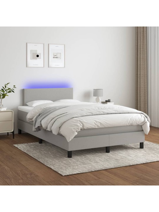 Box spring postel s matrací a LED světle šedá 120x190 cm textil