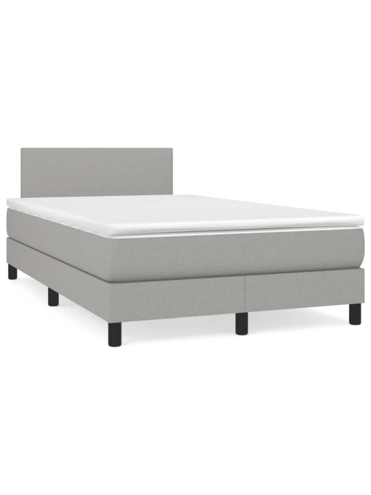 Box spring postel s matrací a LED světle šedá 120x190 cm textil