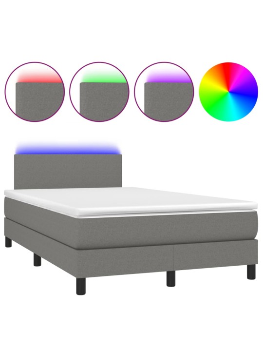Box spring postel s matrací a LED tmavě šedá 120x190 cm textil