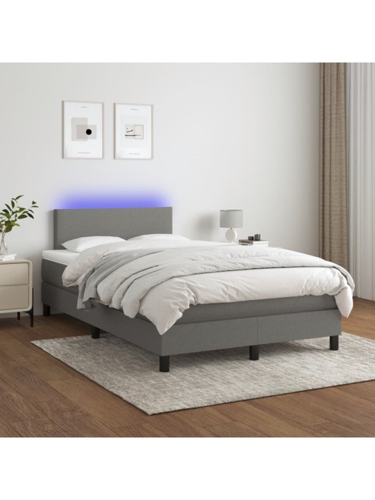 Box spring postel s matrací a LED tmavě šedá 120x190 cm textil