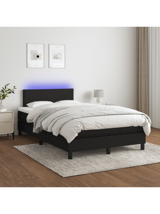 Box spring postel s matrací a LED černá 120x190 cm textil