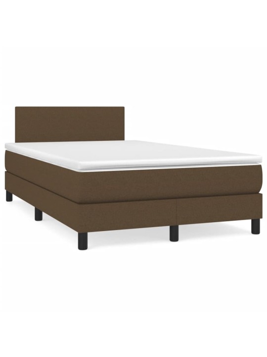 Box spring postel s matrací a led tmavě hnědá 120x190 cm textil
