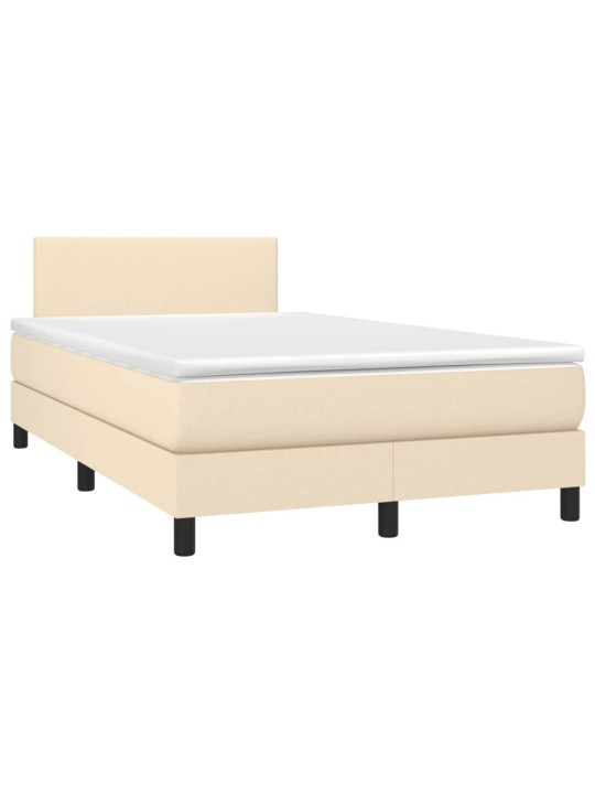 Box spring postel s matrací a led krémová 120x190 cm textil
