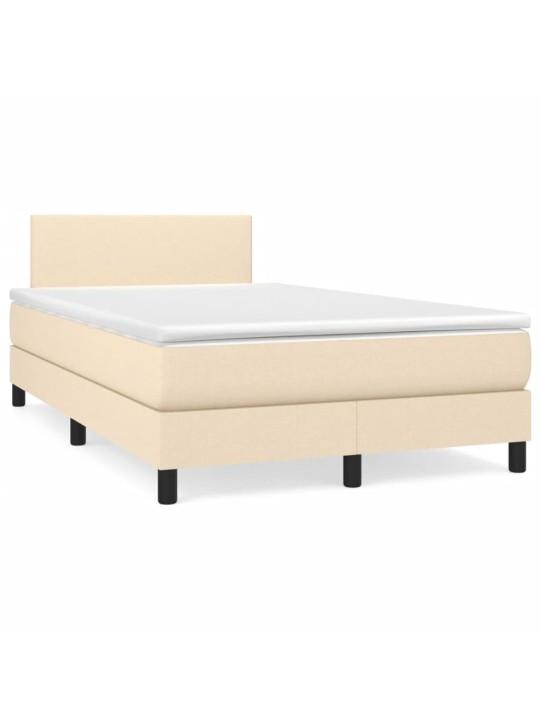 Box spring postel s matrací a led krémová 120x190 cm textil