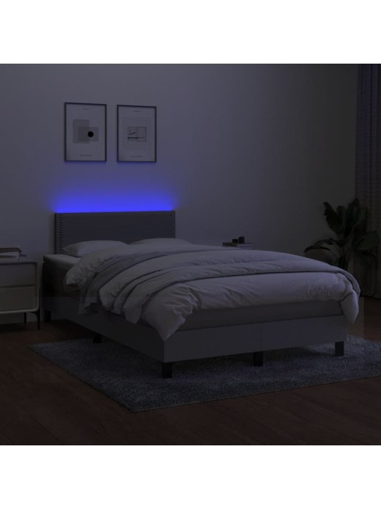 Box spring postel s matrací a LED světle šedá 120x190 cm textil