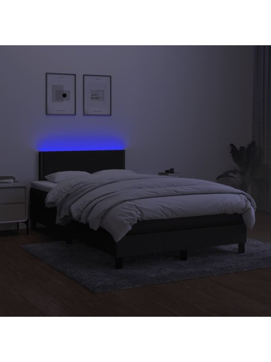 Box spring postel s matrací a LED černá 120x190 cm textil