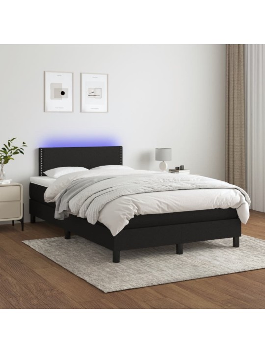 Box spring postel s matrací a LED černá 120x190 cm textil