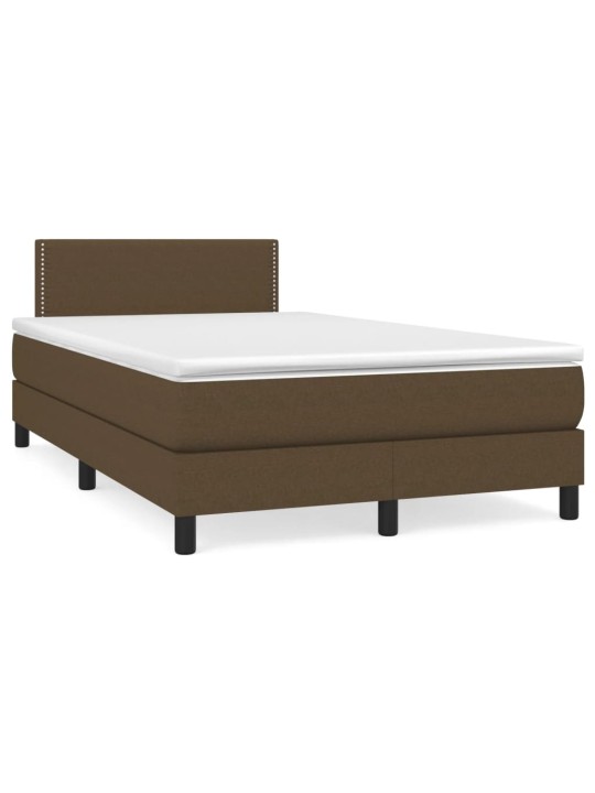 Box spring postel s matrací a led tmavě hnědá 120x190 cm textil