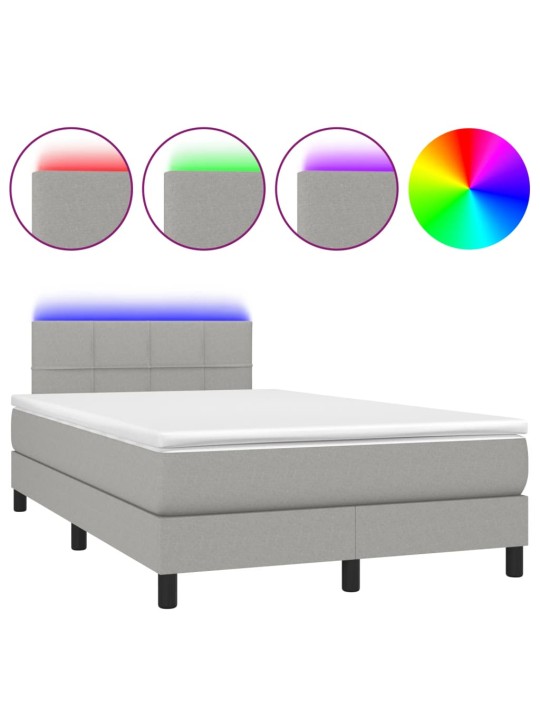 Box spring postel s matrací a LED světle šedá 120x190 cm textil
