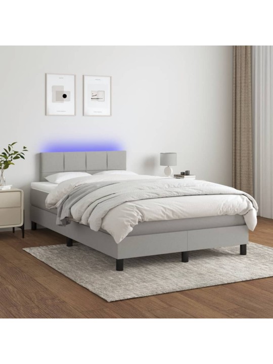 Box spring postel s matrací a LED světle šedá 120x190 cm textil