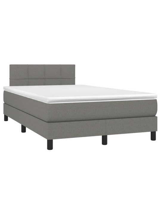 Box spring postel s matrací a LED tmavě šedá 120x190 cm textil