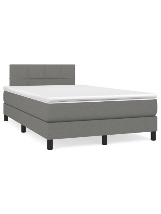 Box spring postel s matrací a LED tmavě šedá 120x190 cm textil