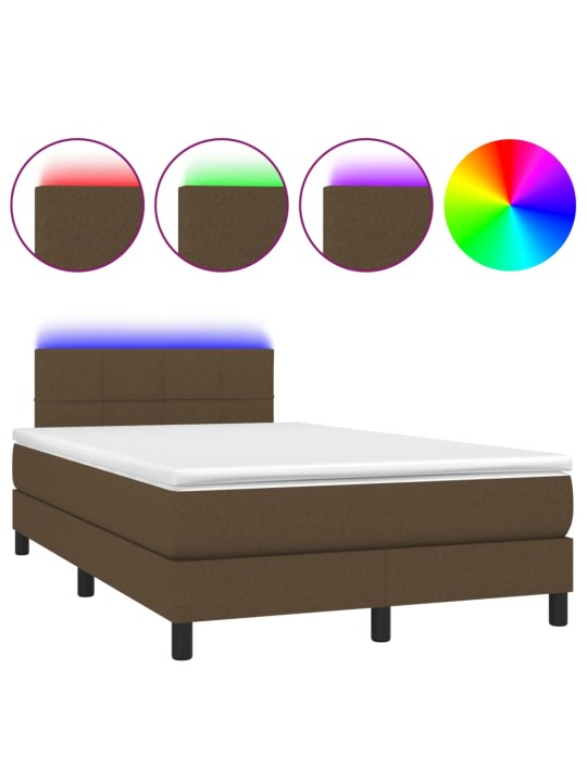Box spring postel s matrací a led tmavě hnědá 120x190 cm textil
