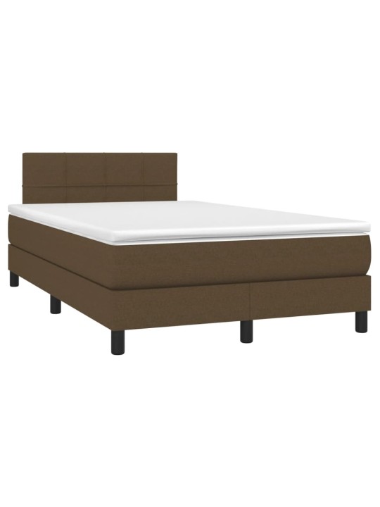 Box spring postel s matrací a led tmavě hnědá 120x190 cm textil