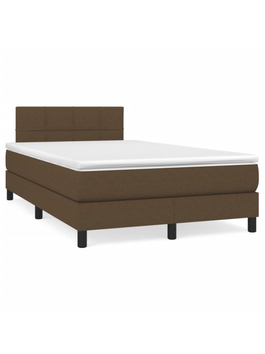 Box spring postel s matrací a led tmavě hnědá 120x190 cm textil