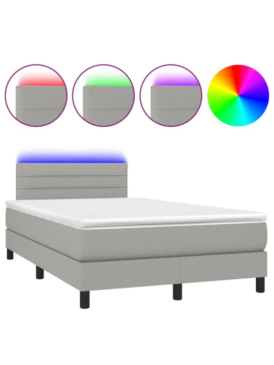 Box spring postel s matrací a LED světle šedá 120x190 cm textil