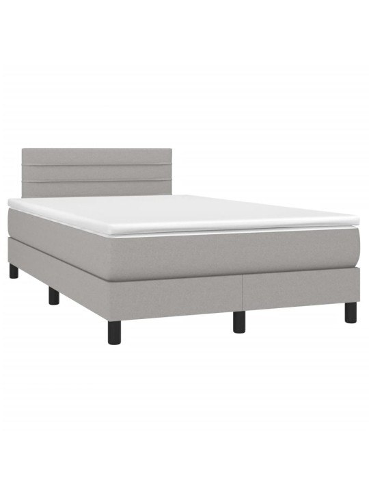 Box spring postel s matrací a LED světle šedá 120x190 cm textil