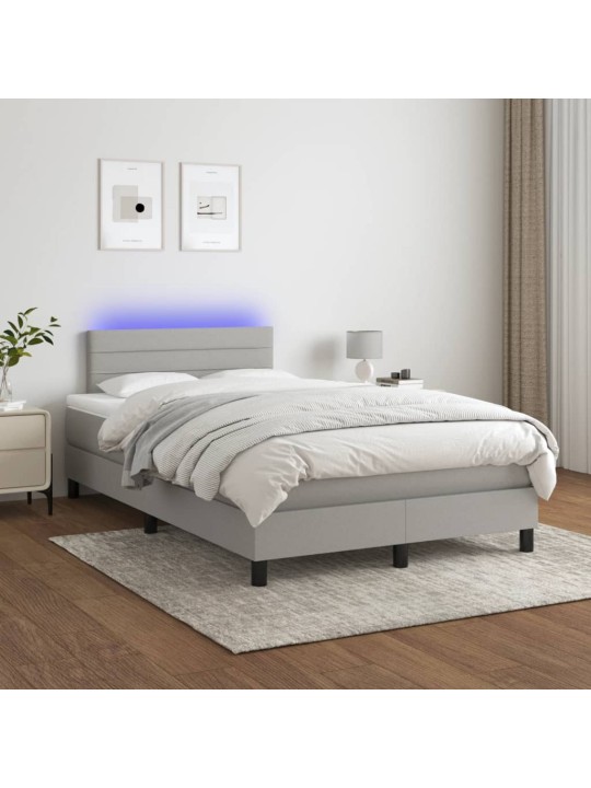Box spring postel s matrací a LED světle šedá 120x190 cm textil