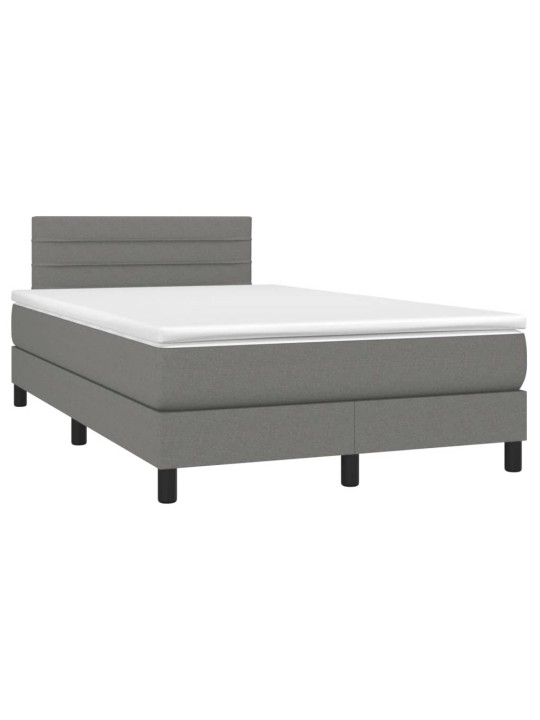 Box spring postel s matrací a LED tmavě šedá 120x190 cm textil