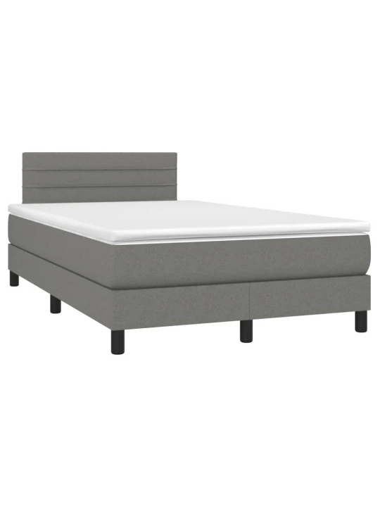Box spring postel s matrací a LED tmavě šedá 120x190 cm textil