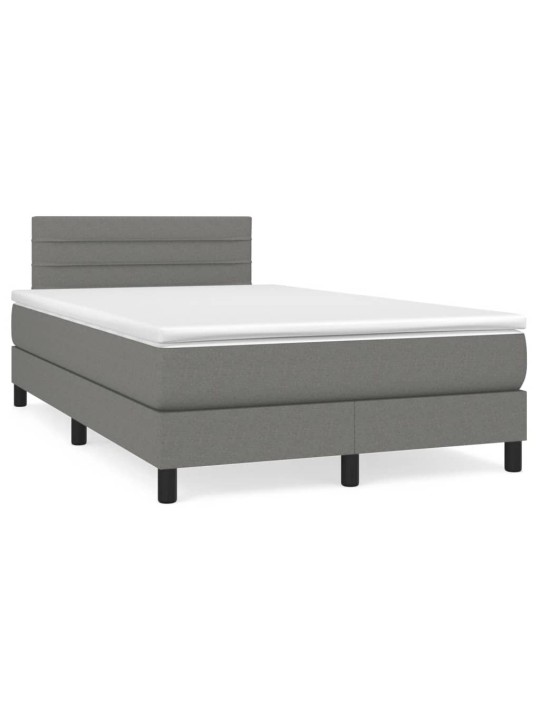 Box spring postel s matrací a LED tmavě šedá 120x190 cm textil