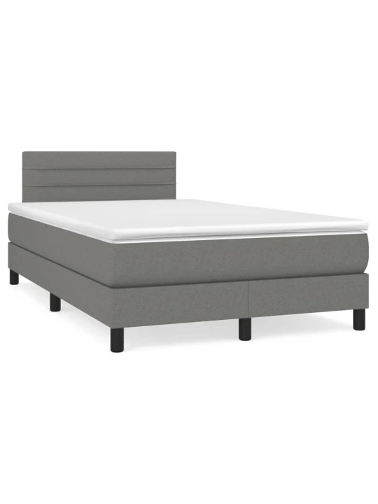 Box spring postel s matrací a LED tmavě šedá 120x190 cm textil