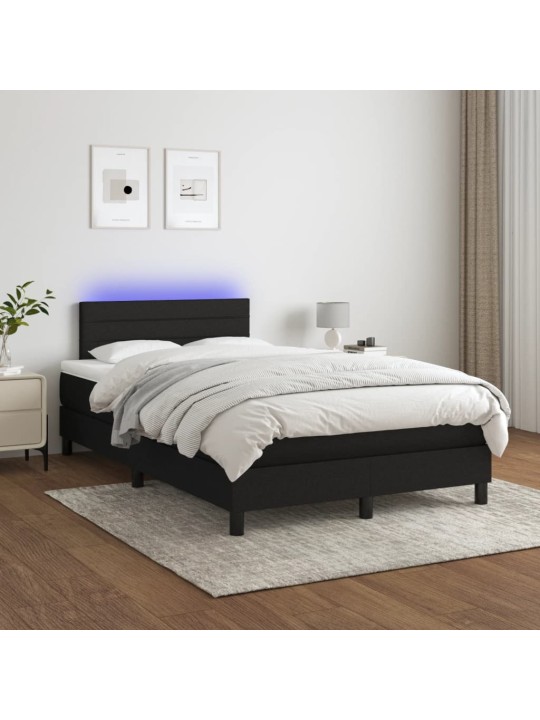 Box spring postel s matrací a LED černá 120x190 cm textil