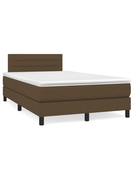 Box spring postel s matrací a led tmavě hnědá 120x190 cm textil