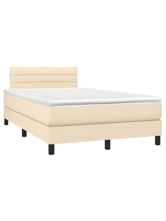 Box spring postel s matrací a led krémová 120x190 cm textil