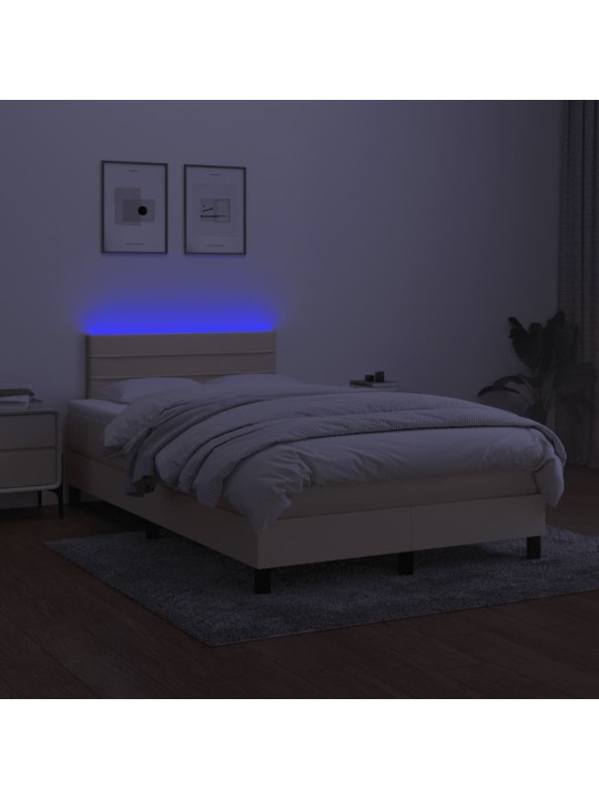 Box spring postel s matrací a led krémová 120x190 cm textil