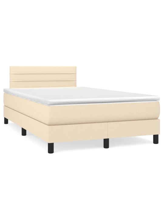 Box spring postel s matrací a led krémová 120x190 cm textil