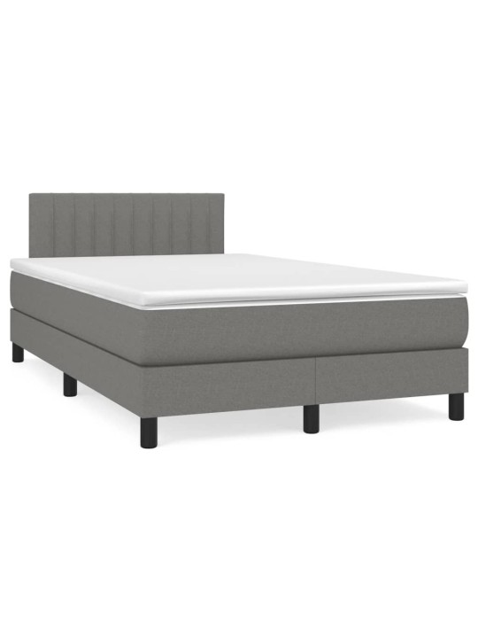 Box spring postel s matrací a LED tmavě šedá 120x190 cm textil