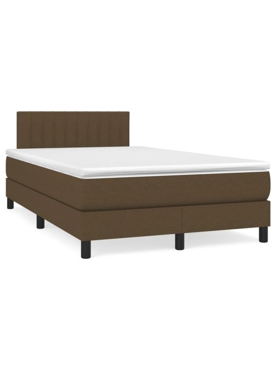 Box spring postel s matrací a led tmavě hnědá 120x190 cm textil