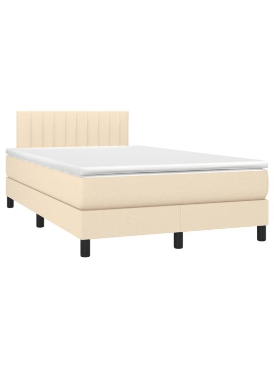 Box spring postel s matrací a led krémová 120x190 cm textil