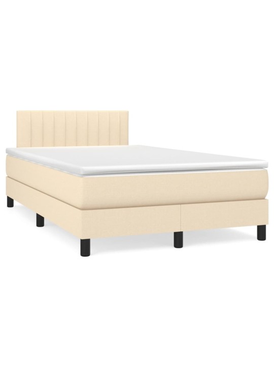 Box spring postel s matrací a led krémová 120x190 cm textil