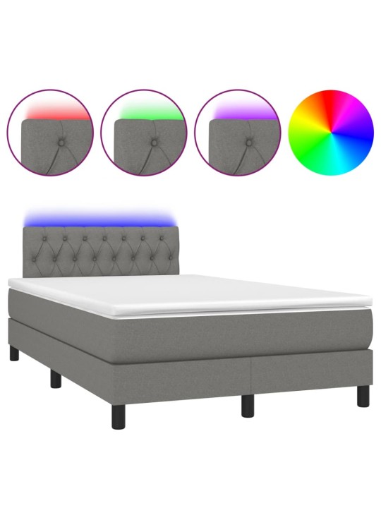 Box spring postel s matrací a LED tmavě šedá 120x190 cm textil