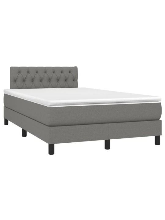 Box spring postel s matrací a LED tmavě šedá 120x190 cm textil
