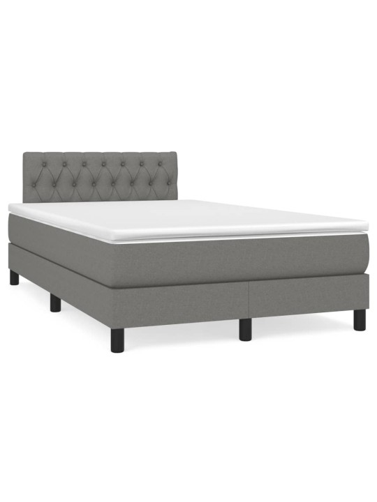 Box spring postel s matrací a LED tmavě šedá 120x190 cm textil