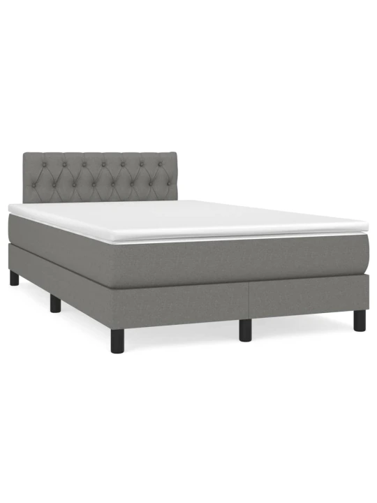 Box spring postel s matrací a LED tmavě šedá 120x190 cm textil