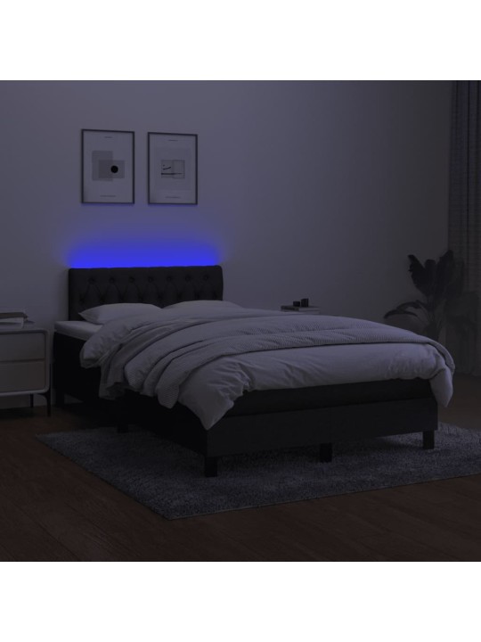Box spring postel s matrací a LED černá 120x190 cm textil