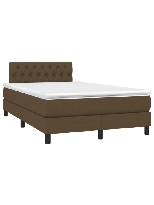 Box spring postel s matrací a led tmavě hnědá 120x190 cm textil