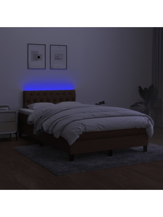 Box spring postel s matrací a led tmavě hnědá 120x190 cm textil