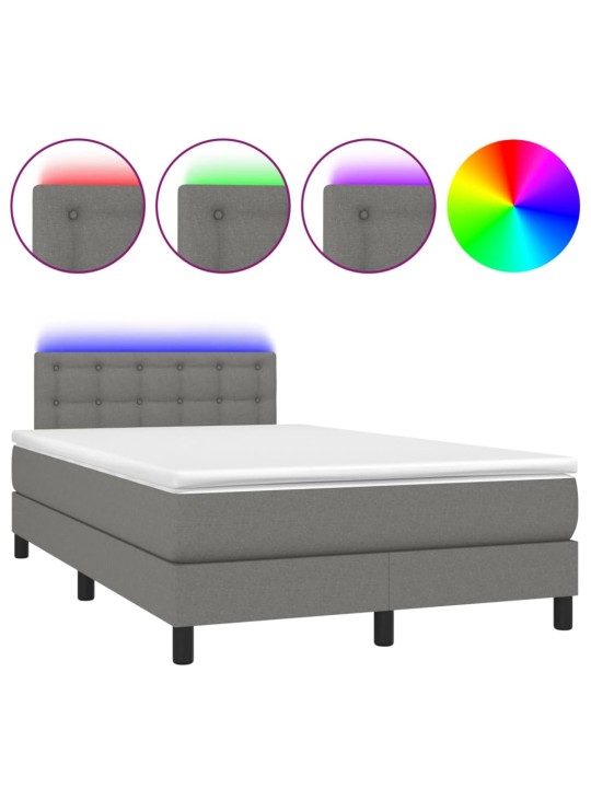 Box spring postel s matrací a LED tmavě šedá 120x190 cm textil
