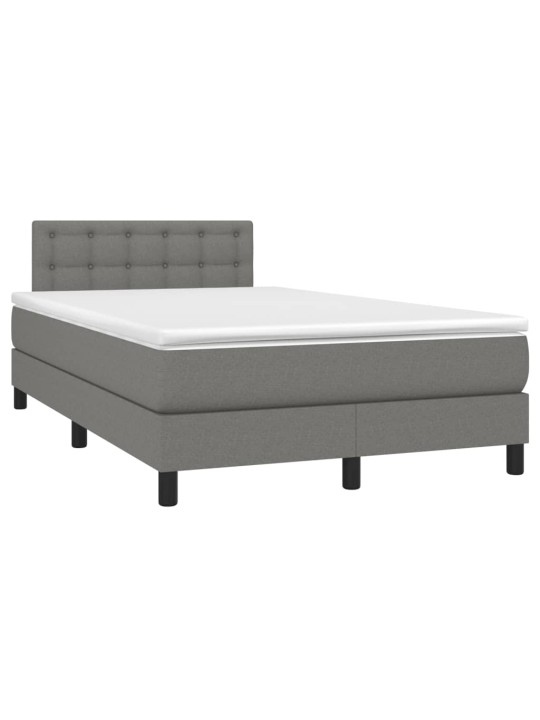 Box spring postel s matrací a LED tmavě šedá 120x190 cm textil