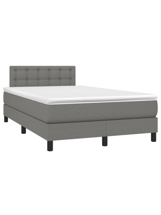 Box spring postel s matrací a LED tmavě šedá 120x190 cm textil
