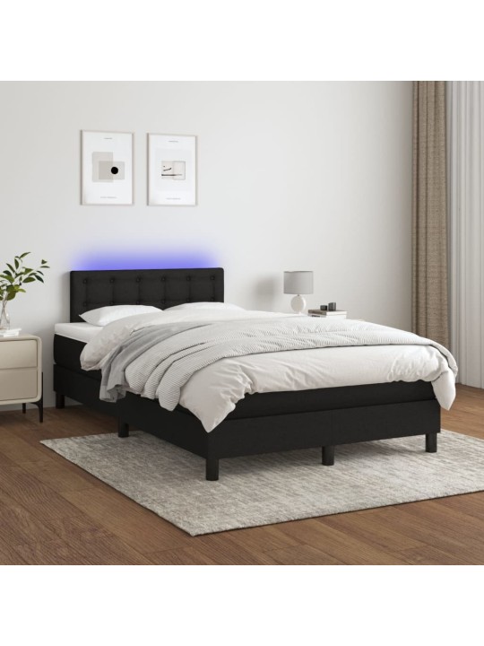 Box spring postel s matrací a LED černá 120x190 cm textil
