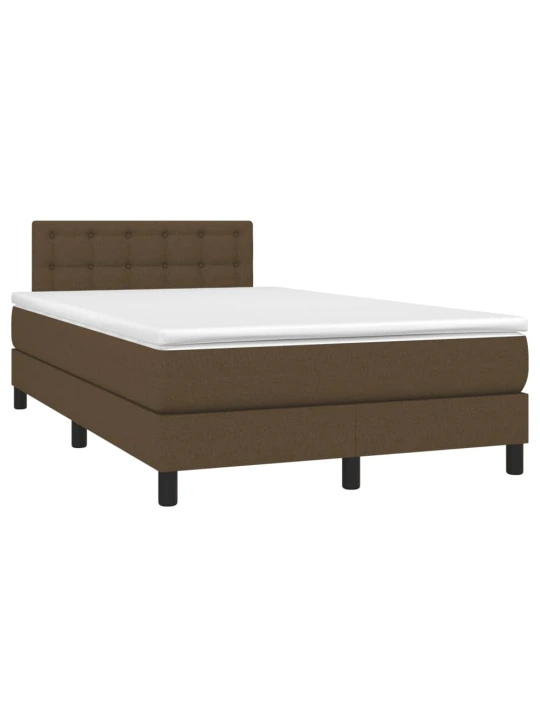 Box spring postel s matrací a led tmavě hnědá 120x190 cm textil