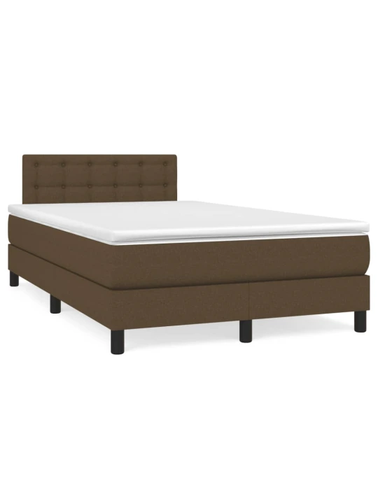 Box spring postel s matrací a led tmavě hnědá 120x190 cm textil